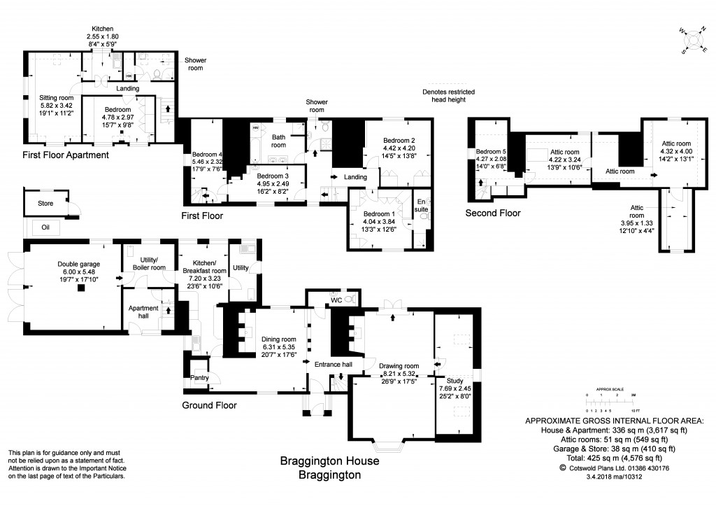 Floorplans For Braggington House Dorsington, Stratford Upon Avon, Warwickshire